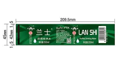 Этикетка с термоплавким клеем для бутылки минеральной воды 350 мл